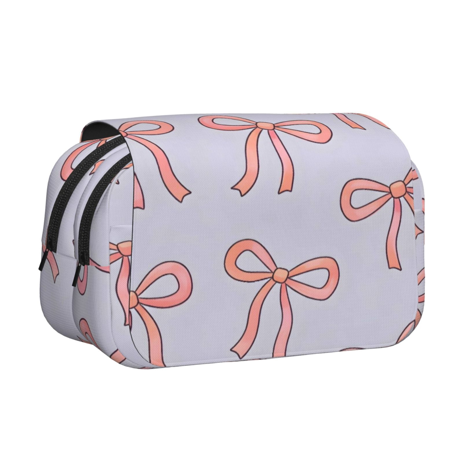 Large-Capacity Flip-Top Double-Layer Pencil Case, Multi-Functional Pocket Pen Case, Durable Stationery Organizer Pink Bow (3)
