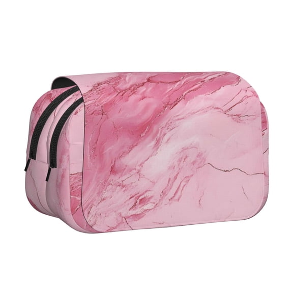 Large-Capacity Flip-Top Double-Layer Pencil Case, Multi-Functional Pocket Pen Case, Durable Stationery Organizer Pink Marble_21256_1
