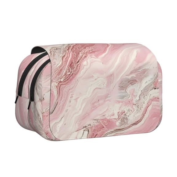 Large-Capacity Flip-Top Double-Layer Pencil Case, Multi-Functional Pocket Pen Case, Durable Stationery Organizer Pink Marble_21256_3