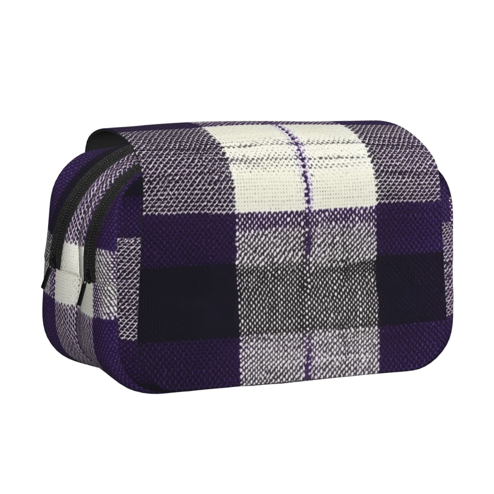 Large-Capacity Flip-Top Double-Layer Pencil Case, Multi-Functional Pocket Pen Case, Durable Stationery Organizer Purple Buffalo Plaid Check Tartan Scotland_2