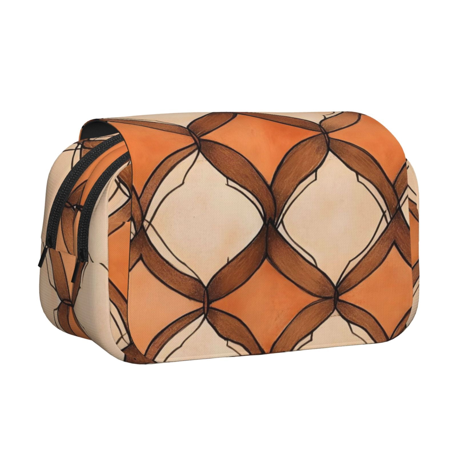Large-Capacity Flip-Top Double-Layer Pencil Case, Multi-Functional Pocket Pen Case, Durable Stationery Organizer Sandybrown Moroccan Trellis Hand-Drawn Sketch_1