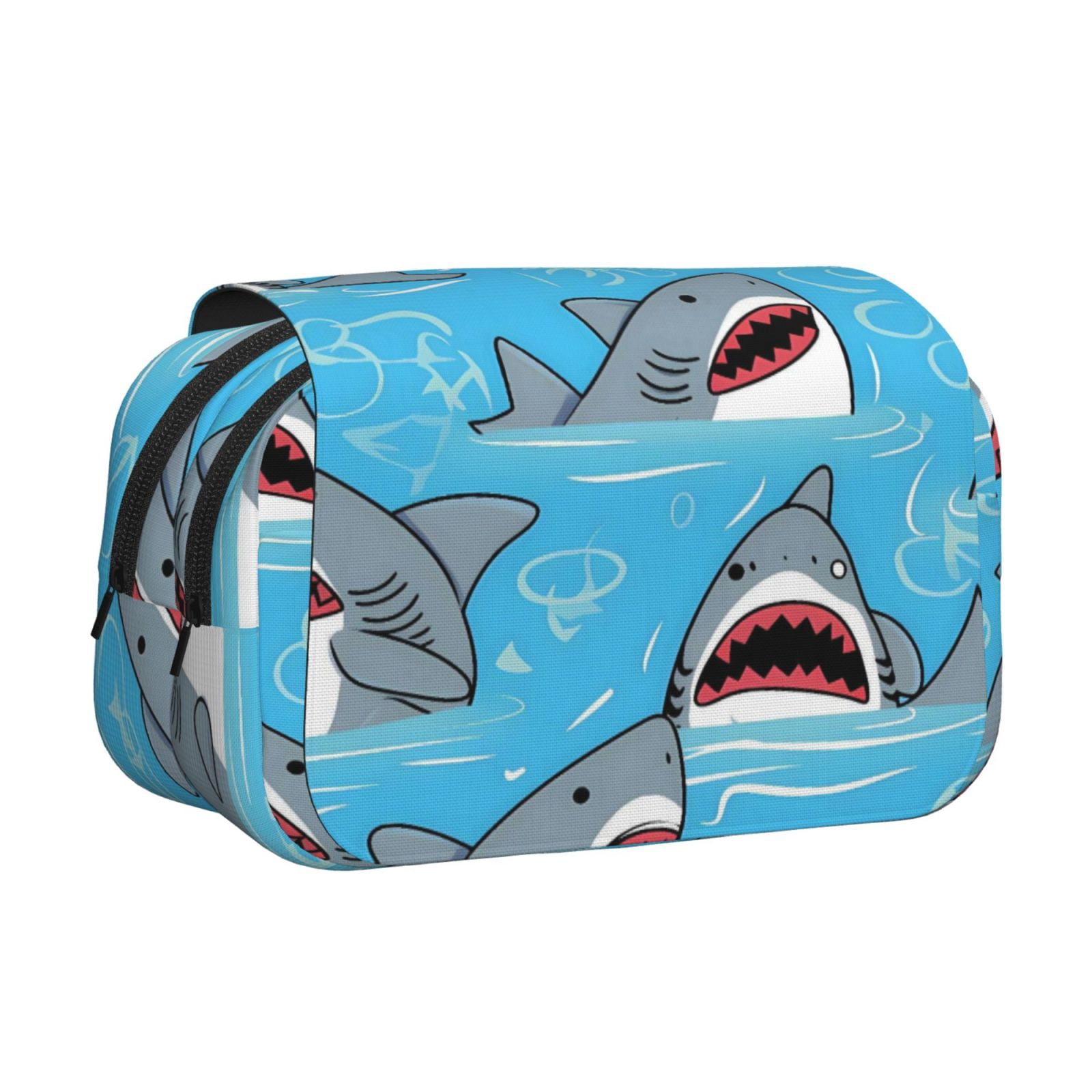 Large-Capacity Flip-Top Double-Layer Pencil Case, Multi-Functional Pocket Pen Case, Durable Stationery Organizer Shark (13)