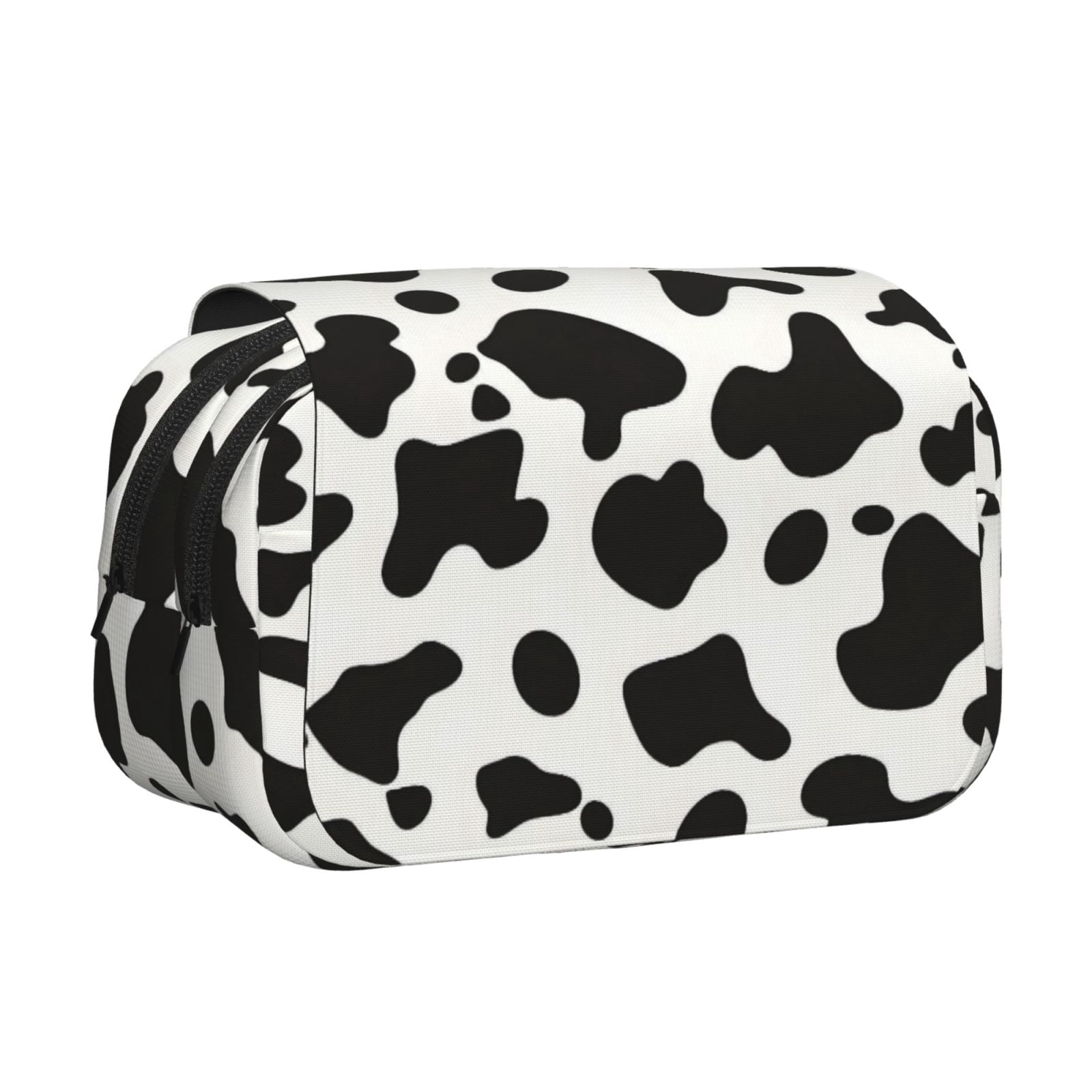 Large-Capacity Flip-Top Double-Layer Pencil Case, Multi-Functional Pocket Pen Case, Durable Stationery Organizer Simple Cow Print Pattern, Vector Art Style_3