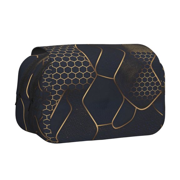 Large-Capacity Flip-Top Double-Layer Pencil Case, Multi-Functional Pocket Pen Case, Durable Stationery Organizer Snake Skin Print Style Doderblue_1