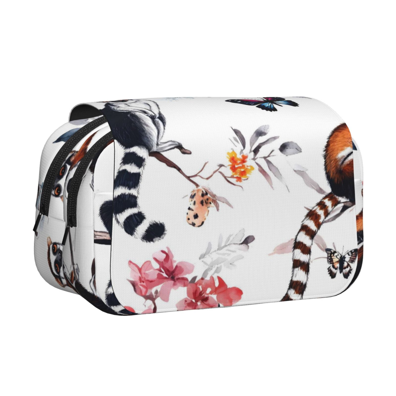 Large-Capacity Flip-Top Double-Layer Pencil Case, Multi-Functional Pocket Pen Case, Durable Stationery Organizer Tailless Bear Butterflies And Flowers