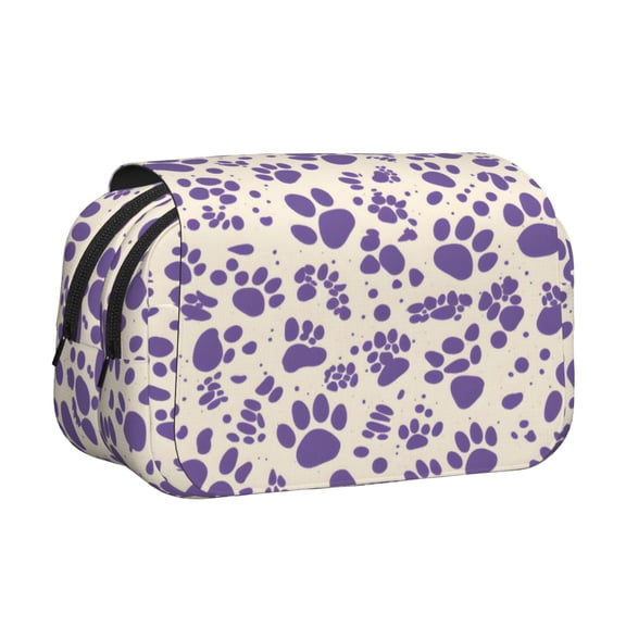 Large-Capacity Flip-Top Double-Layer Pencil Case, Multi-Functional Pocket Pen Case, Durable Stationery Organizer Tiger Print Style Mediumpurple_3