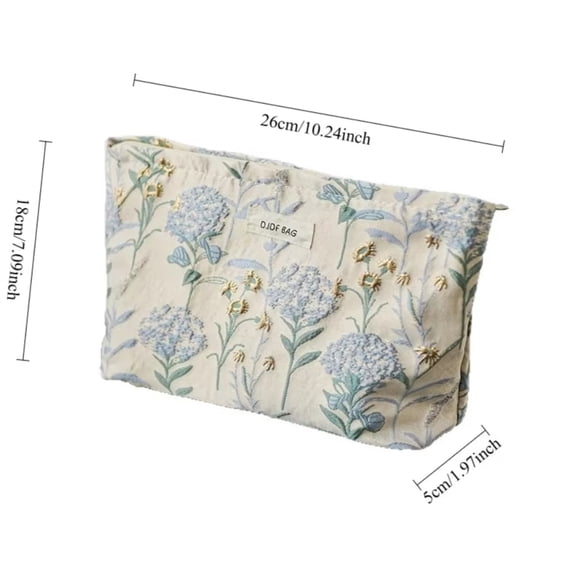 Large Capacity Floral Embroidered Makeup Bags Zipper Elegant Cosmetic Pouch for Women