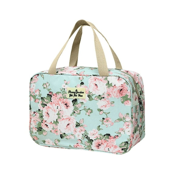 Large Capacity Floral Travel Toiletry Bag – Waterproof Cosmetic Pouch with Handle,Portable Hanging Wash Bag for Shaving Kit & Beauty