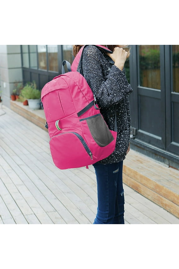 Large Capacity Foldable Backpack - 45L Ultralight Travel Hiking Pack | Water-Resistant Polyester | 17.72x11.81x6.3 in | Blue/Orange/Green/Pink Options | Compact Storage