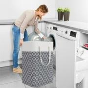 Large Capacity Foldable Fabric Dirty Laundry Hamper Basket, Collapsible Clothes Basket, Canvas Laundry Organizer, 60x40x30cm with Water Resistant Lining and Handles, for College Dorm, Gray
