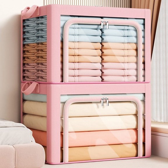 Large Capacity Foldable Fabric Storage Box for Clothes and Quilts, Thickened Durable Household Organizer with Multi-Size Options