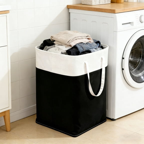 Large Capacity Foldable Laundry Basket with Handles, Collapsible Fabric Hamper for Clothes Storage in Bedroom & Bathroom