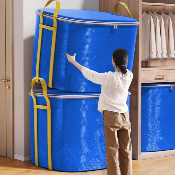 Large Capacity Foldable Storage Bags, Thick Non‑Woven Moving Bags with Reinforced Handles Oversized Quilt Clothing Storage Organizer for Comforter, Blanket, Bedding, Pillows, Moving Packing