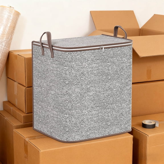 Large Capacity Foldable Zipper Storage Bag with Handle, Non-Woven Fabric Storage Bag for Organizing, Perfect for Storing Clothes, Toys, or Holiday Decorations