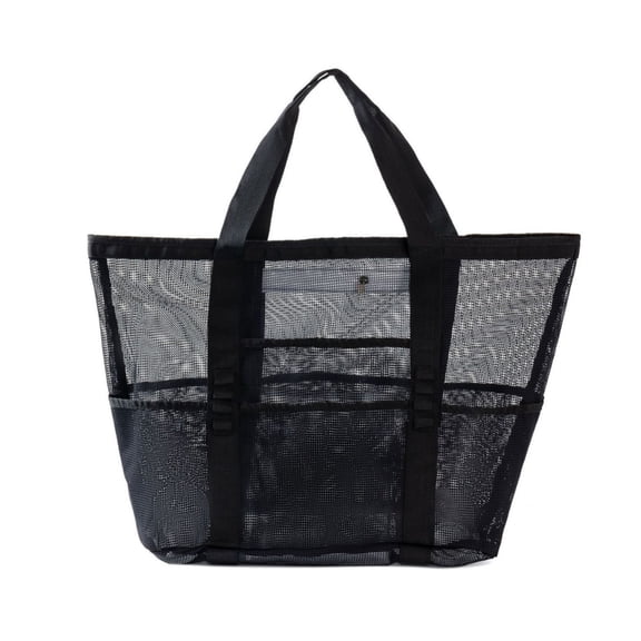 Large Capacity Folding Mesh Beach Bag Single Shoulder Handheld Travel Wash Bag Travel Organizer Storage Pouch Enduring