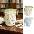 thumbnail image 1 of Large Capacity Folding Pencil Case, Cylinder Stand-Up Pen Pouch with Flip Top, Canvas Stationery Organizer Bag for Office Travel and Daily Use, 1 of 7