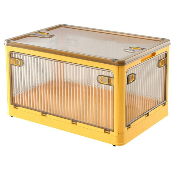 Large Capacity Folding Storage Box - Stackable Thickened Plastic Organizer,Household Transparent