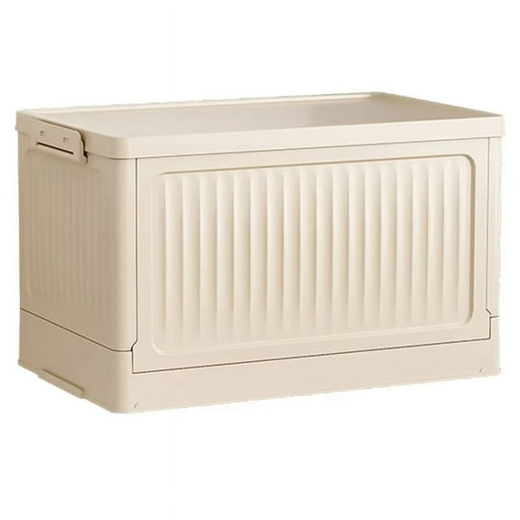 Large Capacity Folding Storage Box with Pulley - Stackable Plastic Organizer Lid, Portable Container for Home