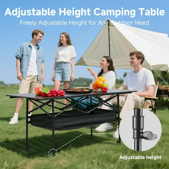 Large Capacity Folding Storage Table with Portable Bag, Aluminum Camping Table for Outdoor BBQ Beach Backyard Party Terrace Picnics, Indoor/Outdoor Use