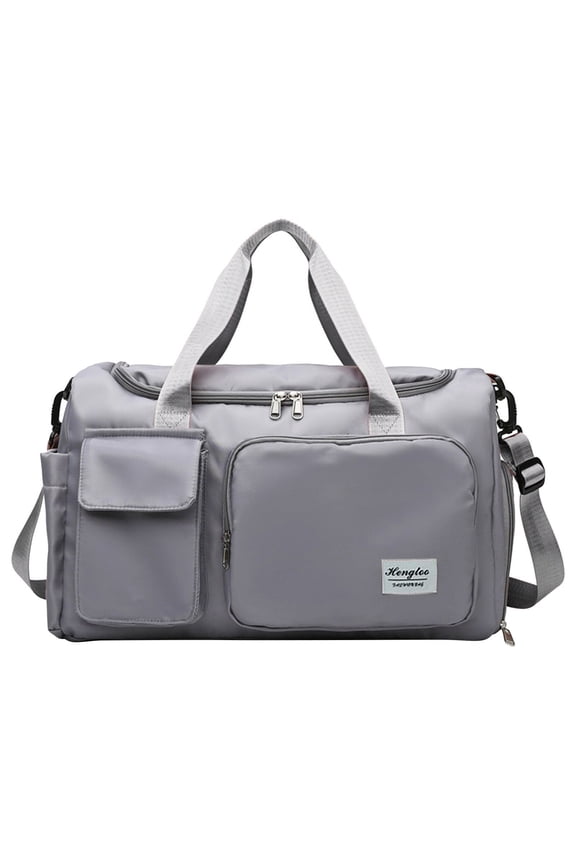 Large Capacity Folding Travel Bag With Handle & Shoulder Strap Waterproof Storage Bag With Compartments For Training Sports Activity Yoga Fishing(Grey-45X29X25Cm)