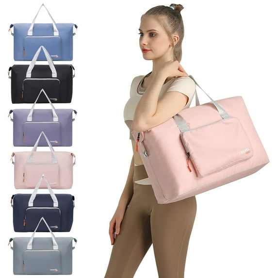 Large Capacity Folding Travel Bag with Multi-Pockets and Wet-Dry Separation – Portable Lightweight Luggage for Short Distance Business Trips and Extra Storage