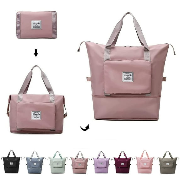 Large Capacity Folding Travel Bag, Portable Foldable Travel Lightweight Waterproof Oxford Fabric Bag (Pink)