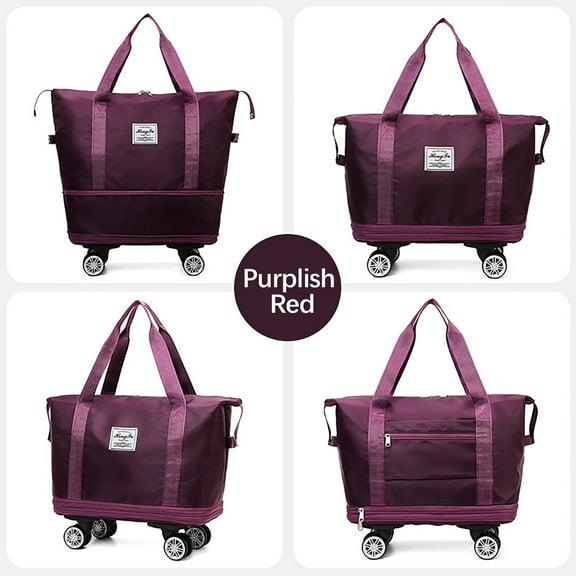 Large Capacity Folding Waterproof Travel Duffel Bag with Wheels 41x27x22cm Multi-Pocket Organizer for Women Men Luggage Gym Sports and Outdoor Carry