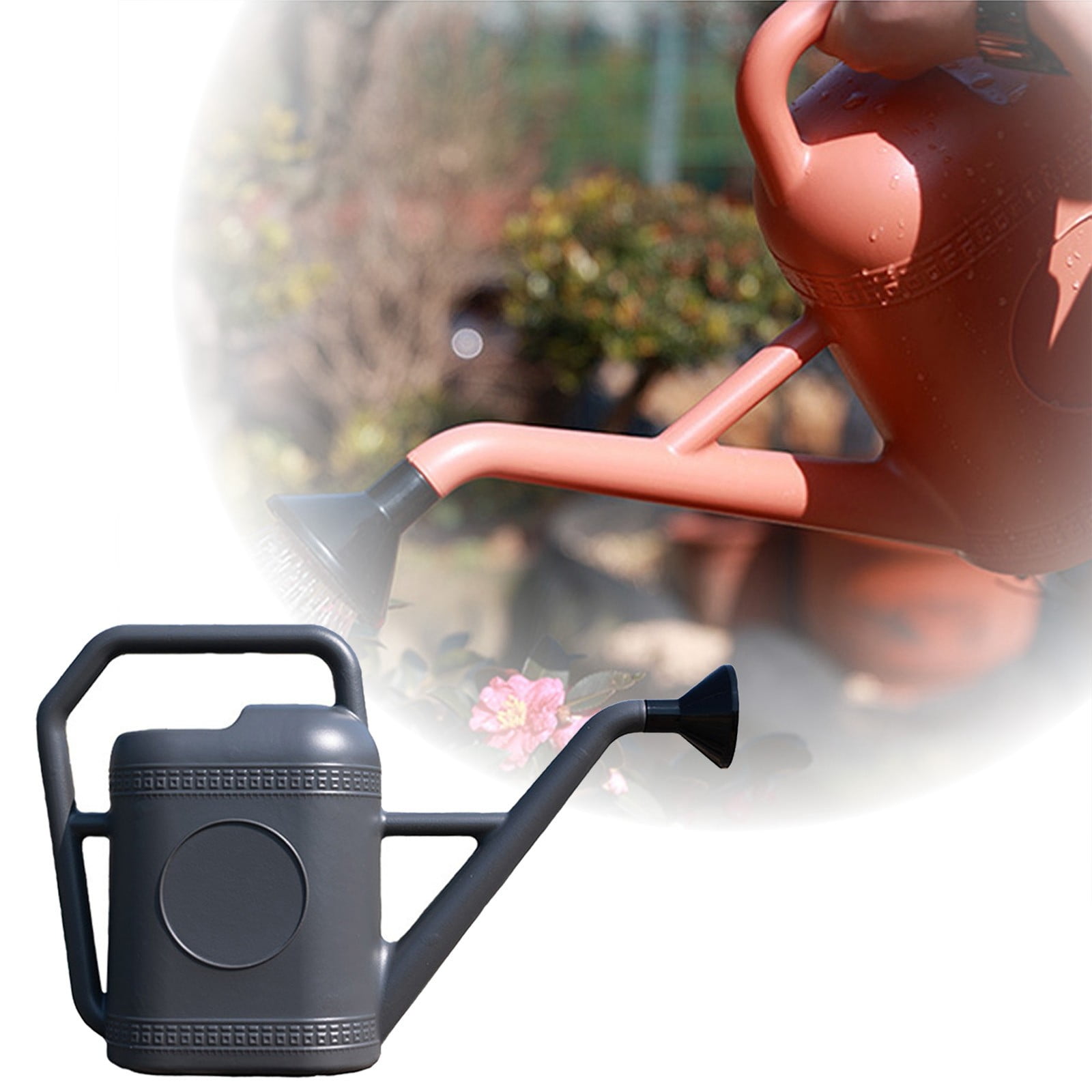 Large Capacity Garden Watering Can, Long Spout Plastic Water Pot with Detachable Sprinkler Head for Outdoor Plants