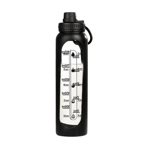 Large Capacity Glass Water Bottle with Handle 1000ml Sports Water Cup with Measurement Marks Transparent Drinking Glass for Home Office Gym Reusable Beverage Container for Hot Cold Drinks