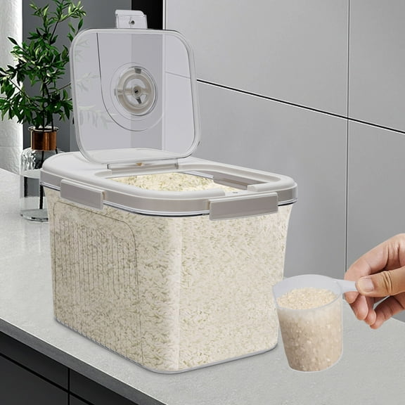 Large Capacity Grain Container, 22.05lbs Food-Grade PET with Magnetic Lid, Moisture-Proof Design for Rice and Flour Storage