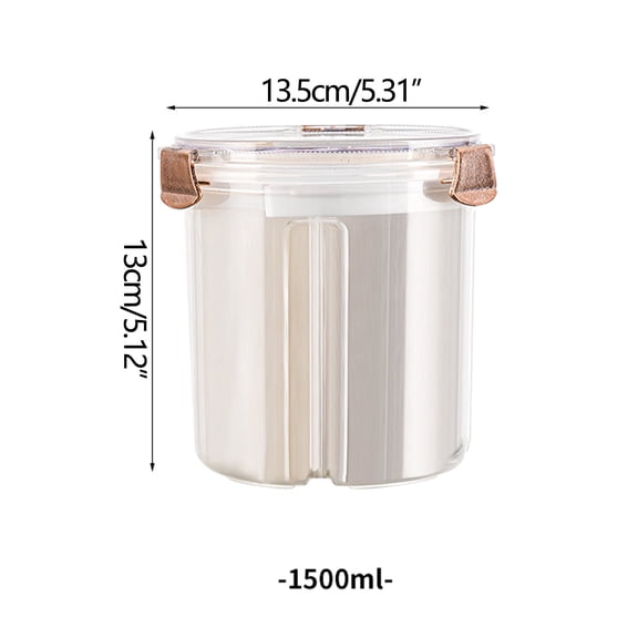 Large Capacity Grain Storage Container with Divided Compartments Plastic Thickened Food Storage Bin with Lid, Sealable Organizer for Rice, Pasta, Cereal, Snacks, Pet Food, Kitchen Pantry Cabinet
