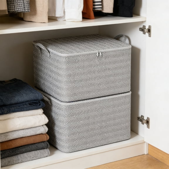 Large-Capacity Grey Arrows Wave Non-Woven Storage Bag,Quilt Clothes Organizer,Bedroom Closet Storage,Foldable Multi-Purpose Storage,Durable Zippered Tote with Reinforced Handles