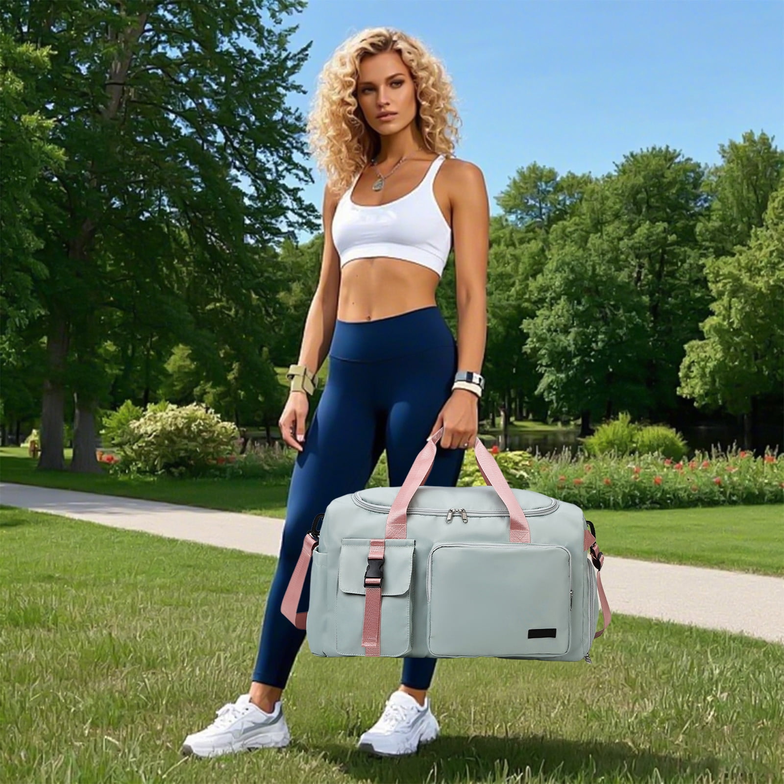 Large Capacity Gym Duffle Bag for Women - Lightweight Sports Travel Duffel for Workout, Training, Weekend Trip & Travel, Green