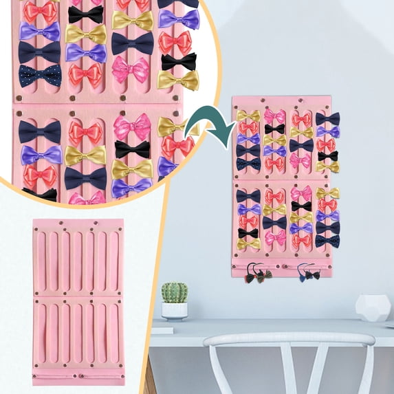 Large Capacity Hair Bow Holder, Wall-Mounted Hair Clip Organizer with 10 Rows, Baby Girl Nursery Decor & Hair Accessory Storage Rack, Display Hanger for Bows, Barrettes & Headbands