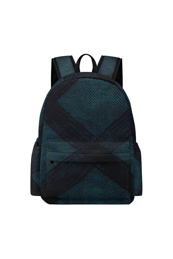 Large Capacity Half Print Backpack 11.816.55.9in Multifunctional Zipper Design Convenient Switch Argyle Plaid DarkTurquoise_1