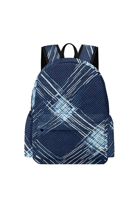 Large Capacity Half Print Backpack 11.816.55.9in Multifunctional Zipper Design Convenient Switch Argyle Plaid DeepSkyBlue_4