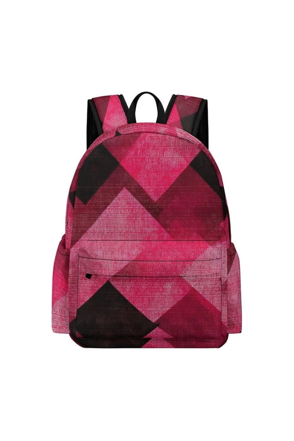 Large Capacity Half Print Backpack 11.816.55.9in Multifunctional Zipper Design Convenient Switch Argyle Plaid Magenta_1