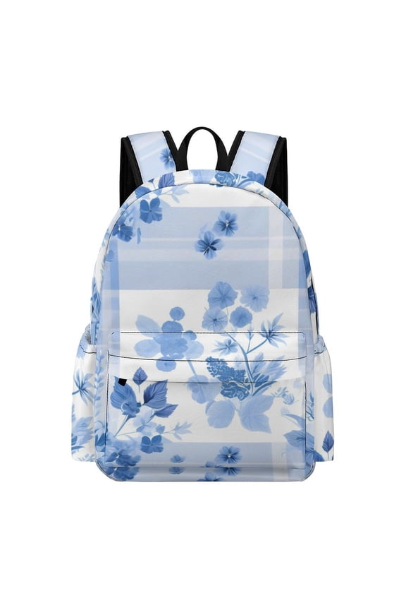 Large Capacity Half Print Backpack 11.816.55.9in Multifunctional Zipper Design Convenient Switch BlueViolet Moroccan Buffalo Plaid Tartan Check Hand-drawn Sketch_4