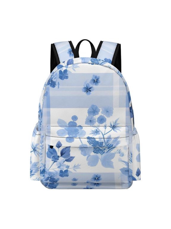 Large Capacity Half Print Backpack 11.816.55.9in Multifunctional Zipper Design Convenient Switch BlueViolet Moroccan Buffalo Plaid Tartan Check Hand-drawn Sketch_4