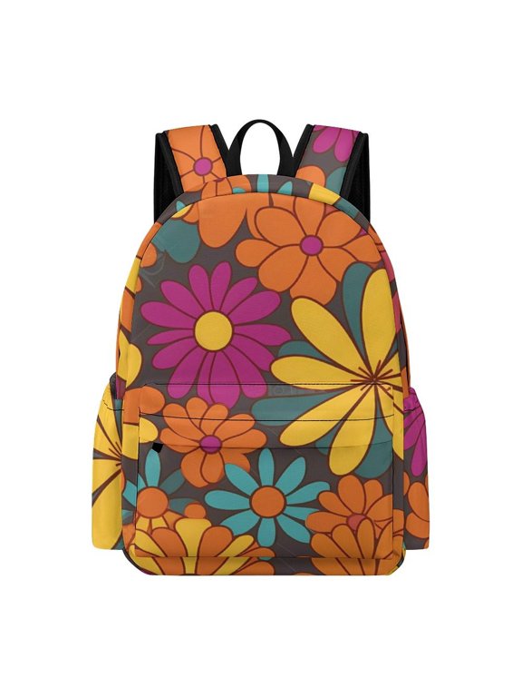 Large Capacity Half Print Backpack 11.816.55.9in Multifunctional Zipper Design Convenient Switch Colorful Floral Pattern Groovy Flowers (2) (1)