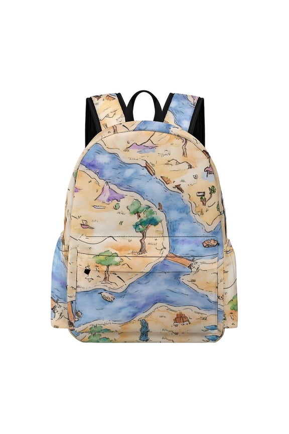 Large Capacity Half Print Backpack 11.816.55.9in Multifunctional Zipper Design Convenient Switch Game Map