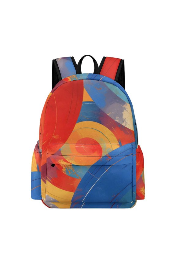 Large Capacity Half Print Backpack 11.816.55.9in Multifunctional Zipper Design Convenient Switch IndianRed Tie-dye Background Vibrant Colors And Swirling Patterns
