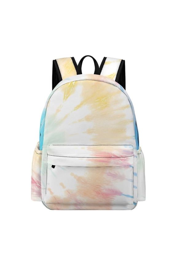 Large Capacity Half Print Backpack 11.816.55.9in Multifunctional Zipper Design Convenient Switch LightGrey Tie-dye Background Vibrant Colors And Swirling (3)