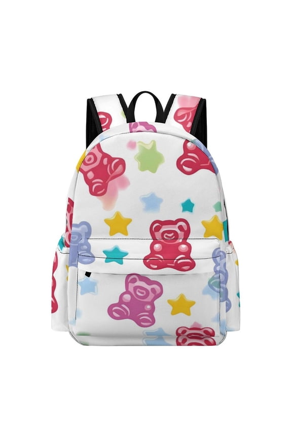 Large Capacity Half Print Backpack 11.816.55.9in Multifunctional Zipper Design Convenient Switch Little Bear Gummy Bears