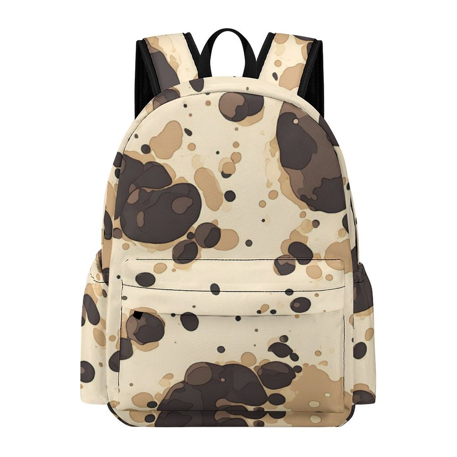 Large Capacity Half Print Backpack 11.8×16.5×5.9in Multifunctional Zipper Design Convenient Switch Milk Cow Print Style Sienna_1