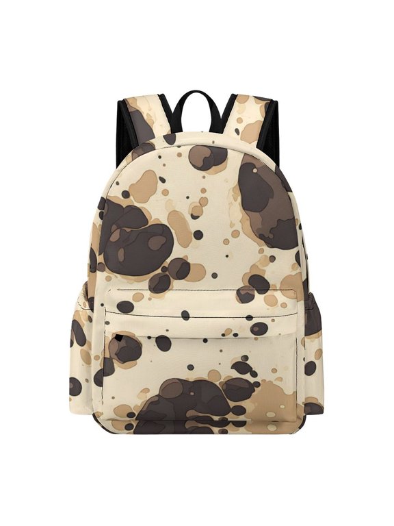 Large Capacity Half Print Backpack 11.816.55.9in Multifunctional Zipper Design Convenient Switch Milk Cow Print Style Sienna_1