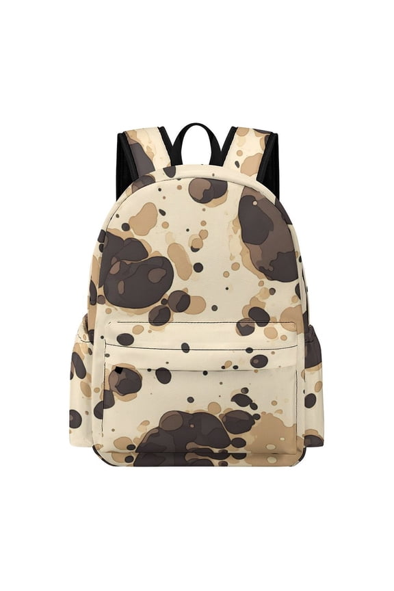 Large Capacity Half Print Backpack 11.816.55.9in Multifunctional Zipper Design Convenient Switch Milk Cow Print Style Sienna_1