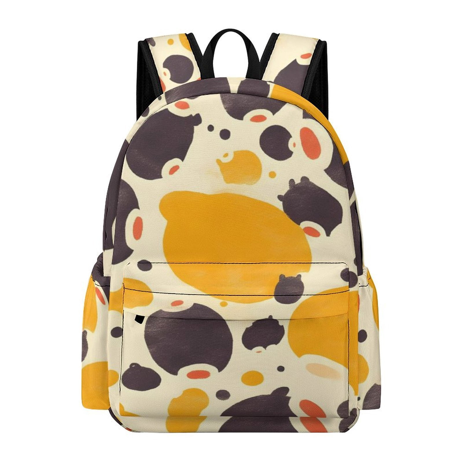 Large Capacity Half Print Backpack 11.8×16.5×5.9in Multifunctional Zipper Design Convenient Switch Milk Cow Print Style Sienna_3