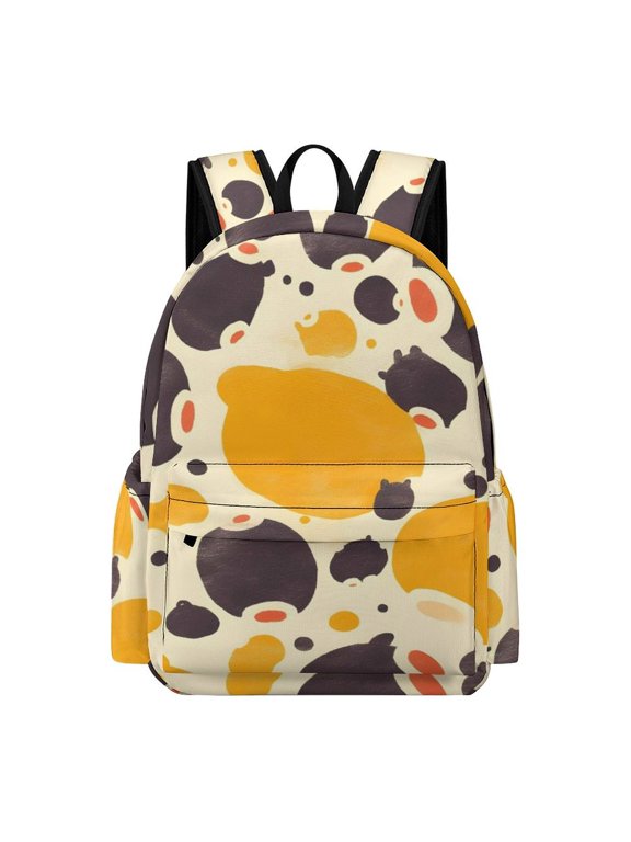 Large Capacity Half Print Backpack 11.816.55.9in Multifunctional Zipper Design Convenient Switch Milk Cow Print Style Sienna_3