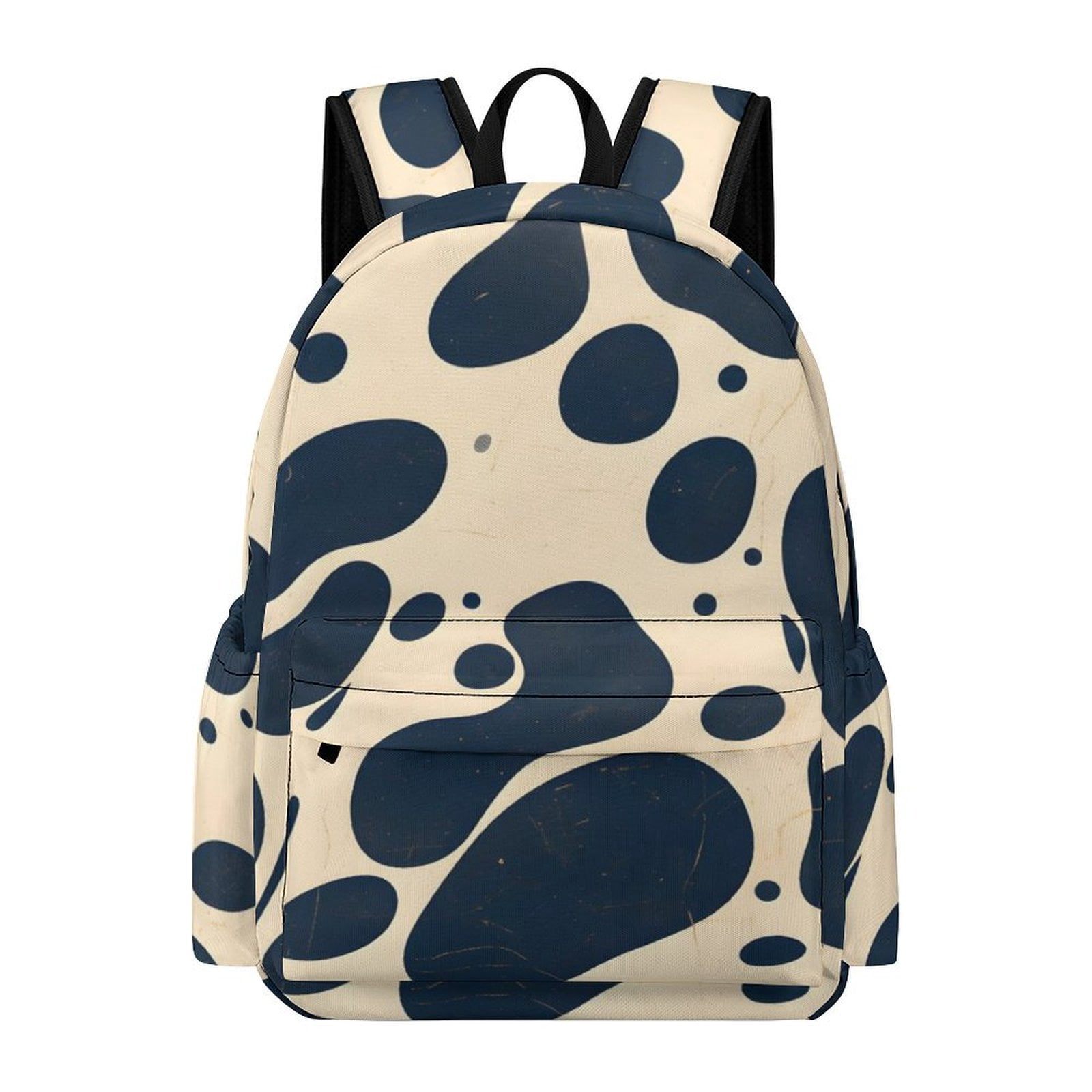 Large Capacity Half Print Backpack 11.8×16.5×5.9in Multifunctional Zipper Design Convenient Switch Milk Cow Skin Print Style DarkVoilet_1